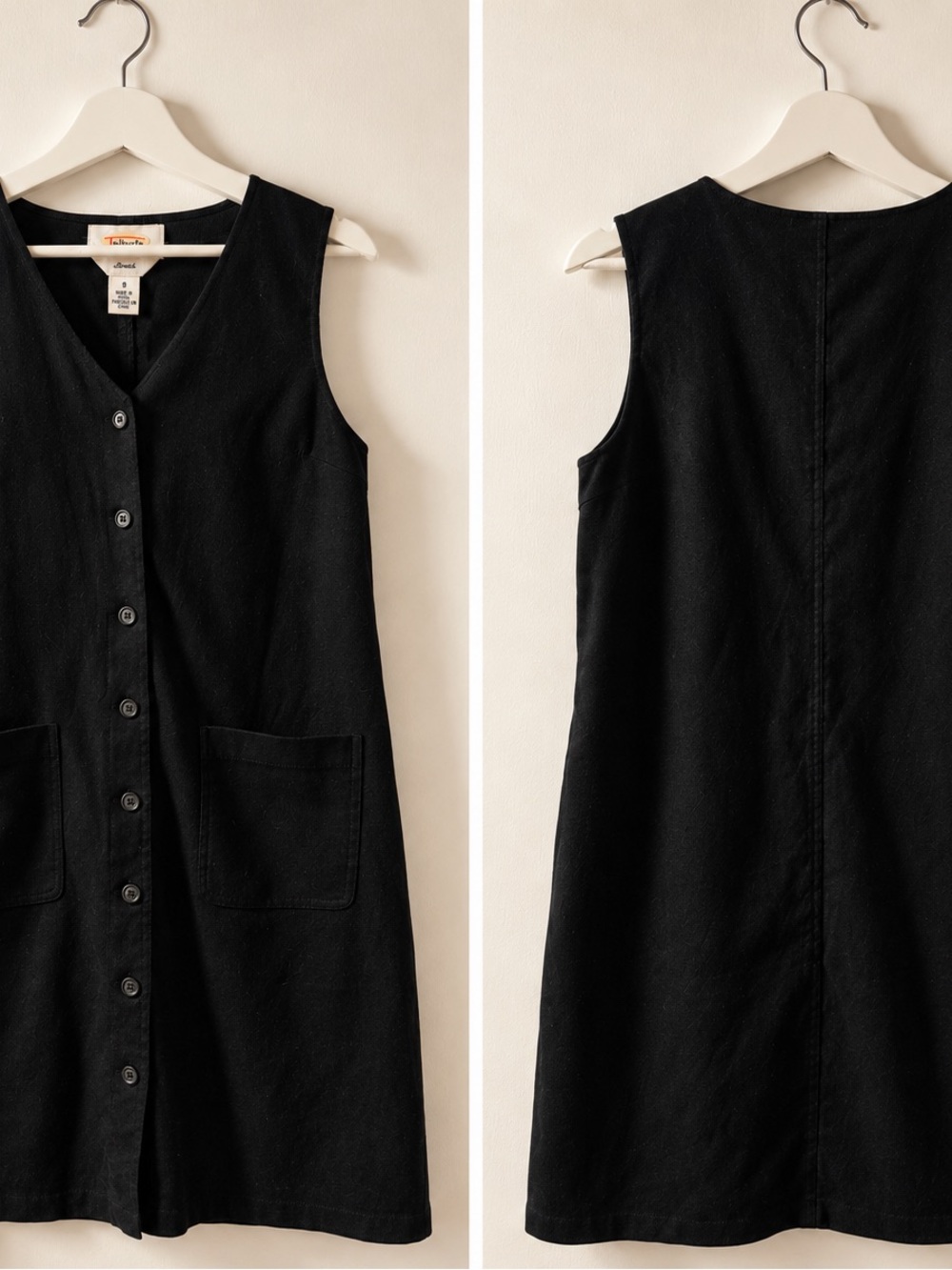 Talbots Black Button Front Jumper Dress Size 8